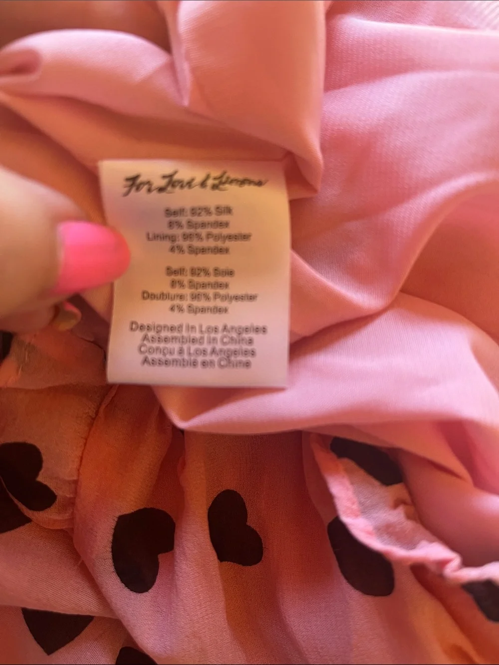 Feminine For Love & Lemons Pink Heart-Print Ruffle Slip with Striped Waist - Picture 9 of 10